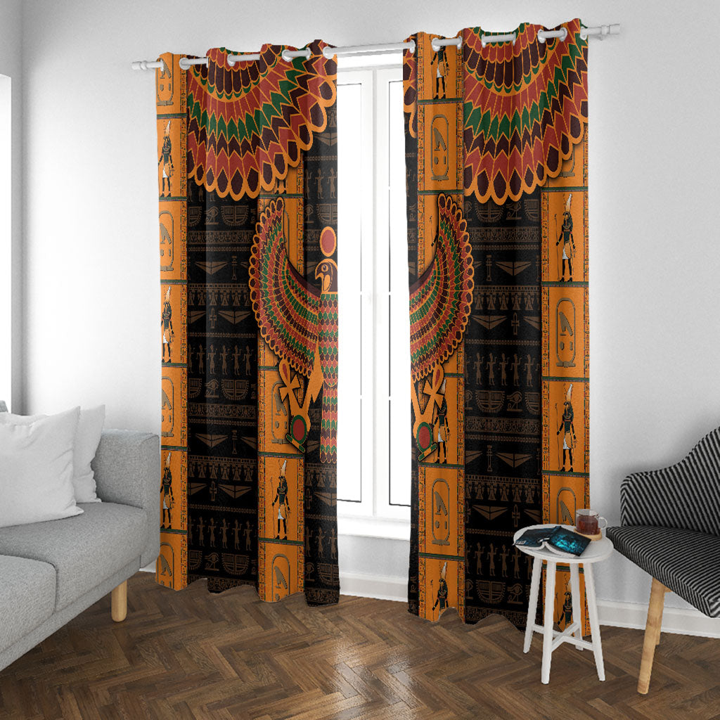Egyptian God Horus Window Curtain Ancient Mythology Falcon Hieroglyphic Patterns