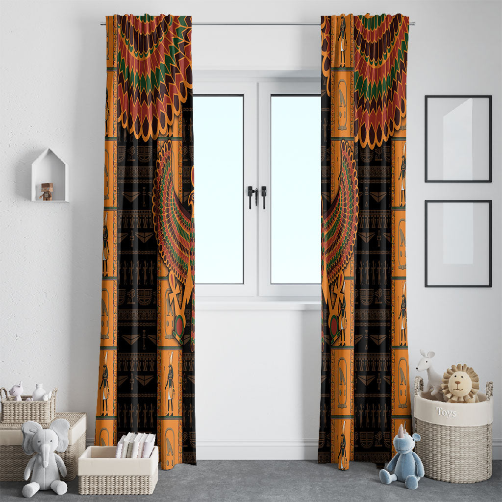 Egyptian God Horus Window Curtain Ancient Mythology Falcon Hieroglyphic Patterns