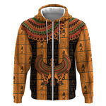 Egyptian God Horus Zip Hoodie Ancient Mythology Falcon Hieroglyphic Patterns