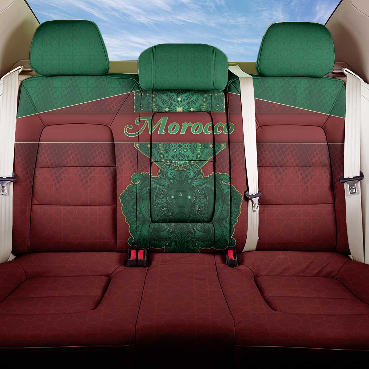 Morocco Back Car Seat Cover Royal Lion Islam Patterns - African Pride