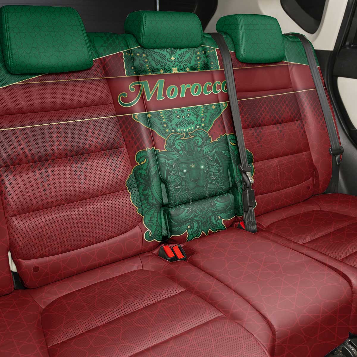 Morocco Back Car Seat Cover Royal Lion Islam Patterns - African Pride