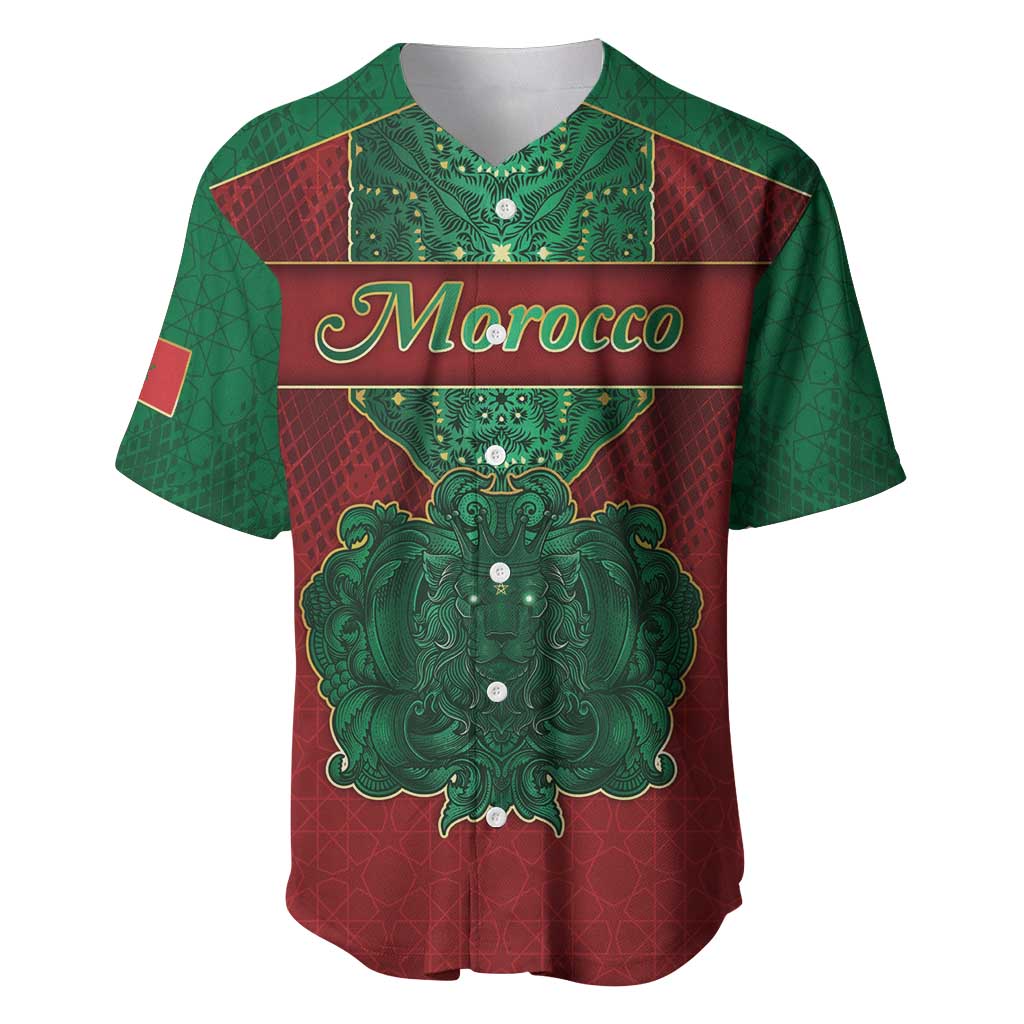Personalized Morocco Baseball Jersey Royal Lion Islam Patterns - African Pride