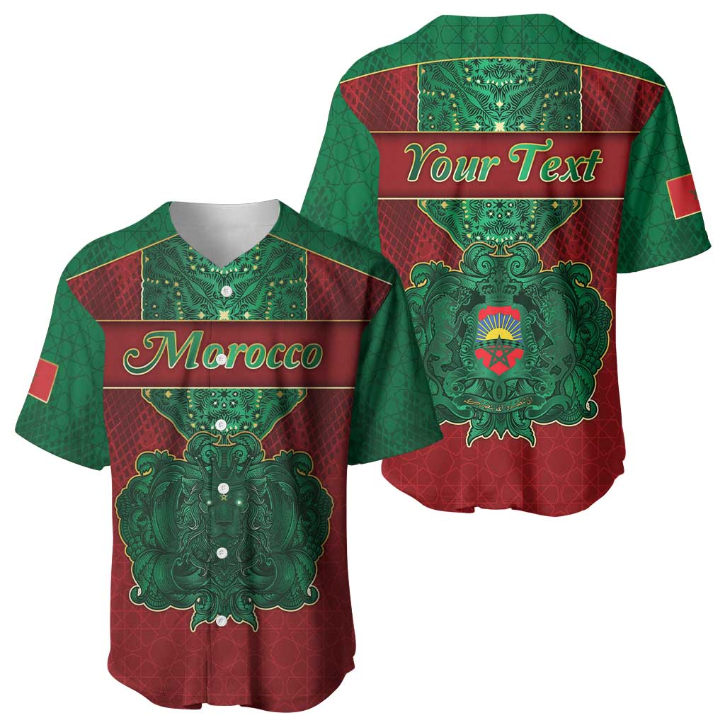 Personalized Morocco Baseball Jersey Royal Lion Islam Patterns - African Pride