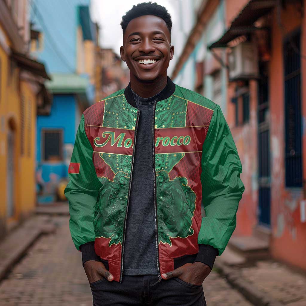 Personalized Morocco Bomber Jacket Royal Lion Islam Patterns - African Pride