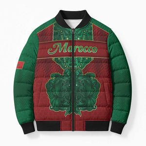 Personalized Morocco Bomber Puffer Jacket Royal Lion Islam Patterns - African Pride