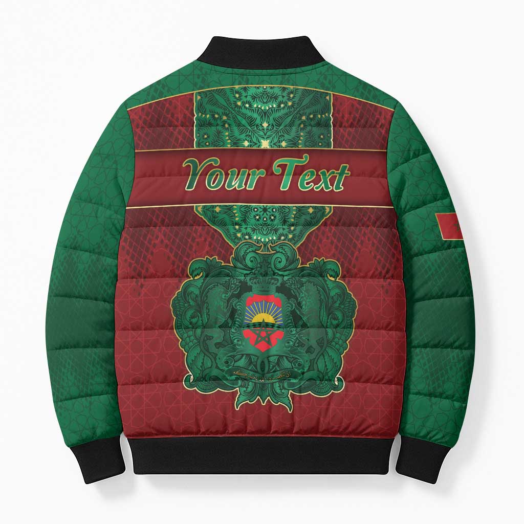 Personalized Morocco Bomber Puffer Jacket Royal Lion Islam Patterns - African Pride