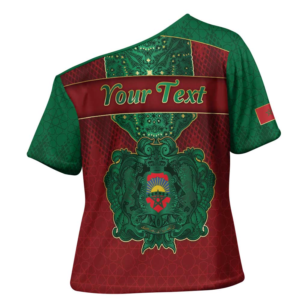 Personalized Morocco Cross Shoulder Shirt Royal Lion Islam Patterns - African Pride