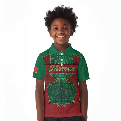 Personalized Morocco Kid Polo Shirt Royal Lion Islam Patterns - African Pride