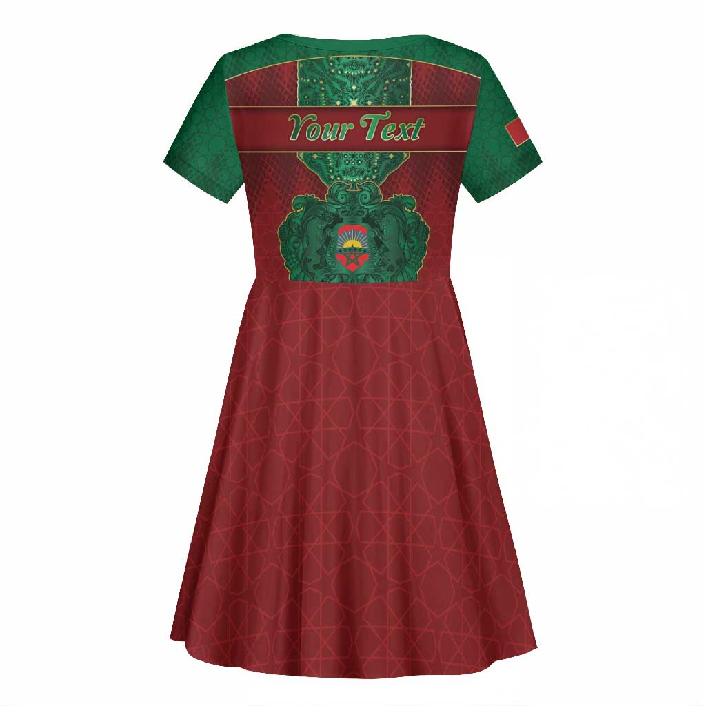 Personalized Morocco Kid Short Sleeve Dress Royal Lion Islam Patterns - African Pride