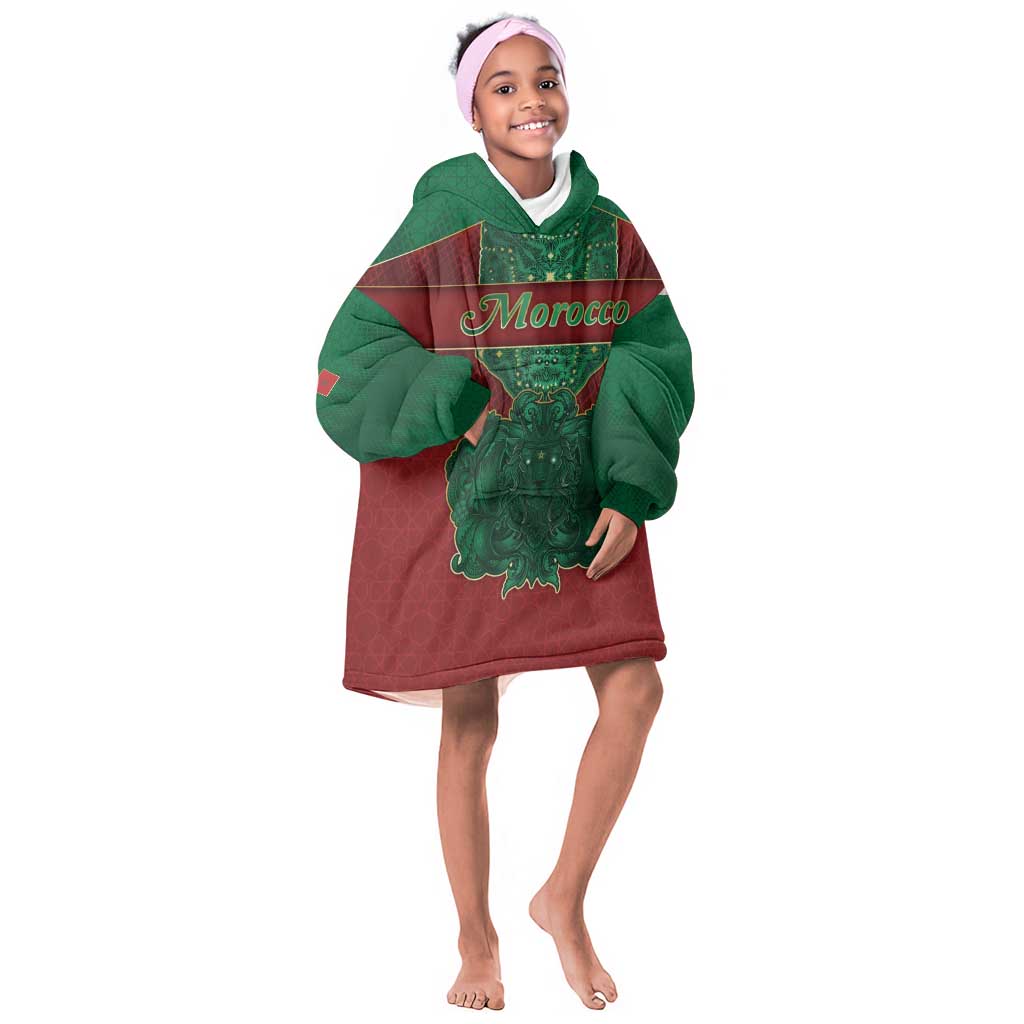 Personalized Morocco Kid Wearable Blanket Hoodie Royal Lion Islam Patterns - African Pride
