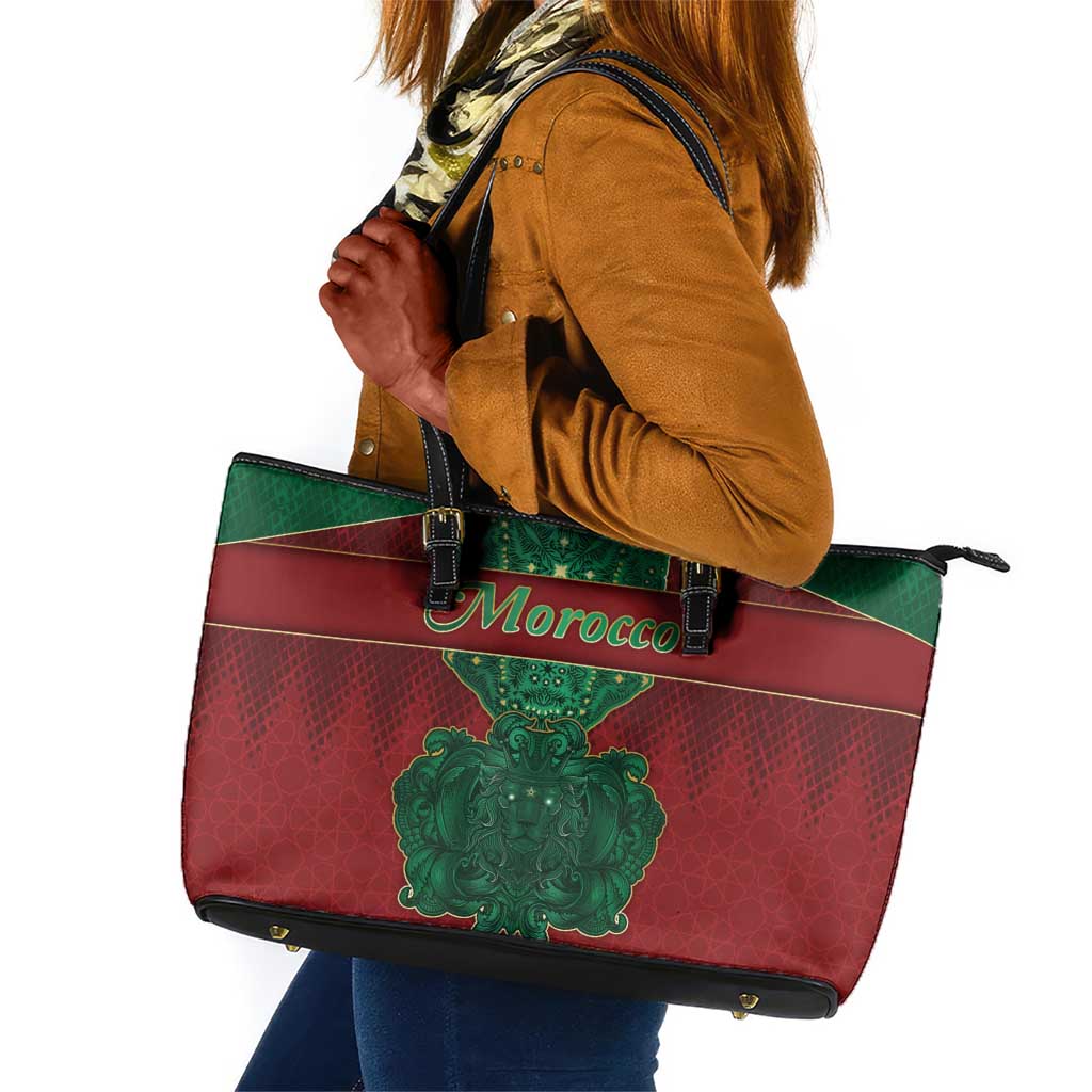 Morocco Leather Tote Bag Royal Lion Islam Patterns - African Pride