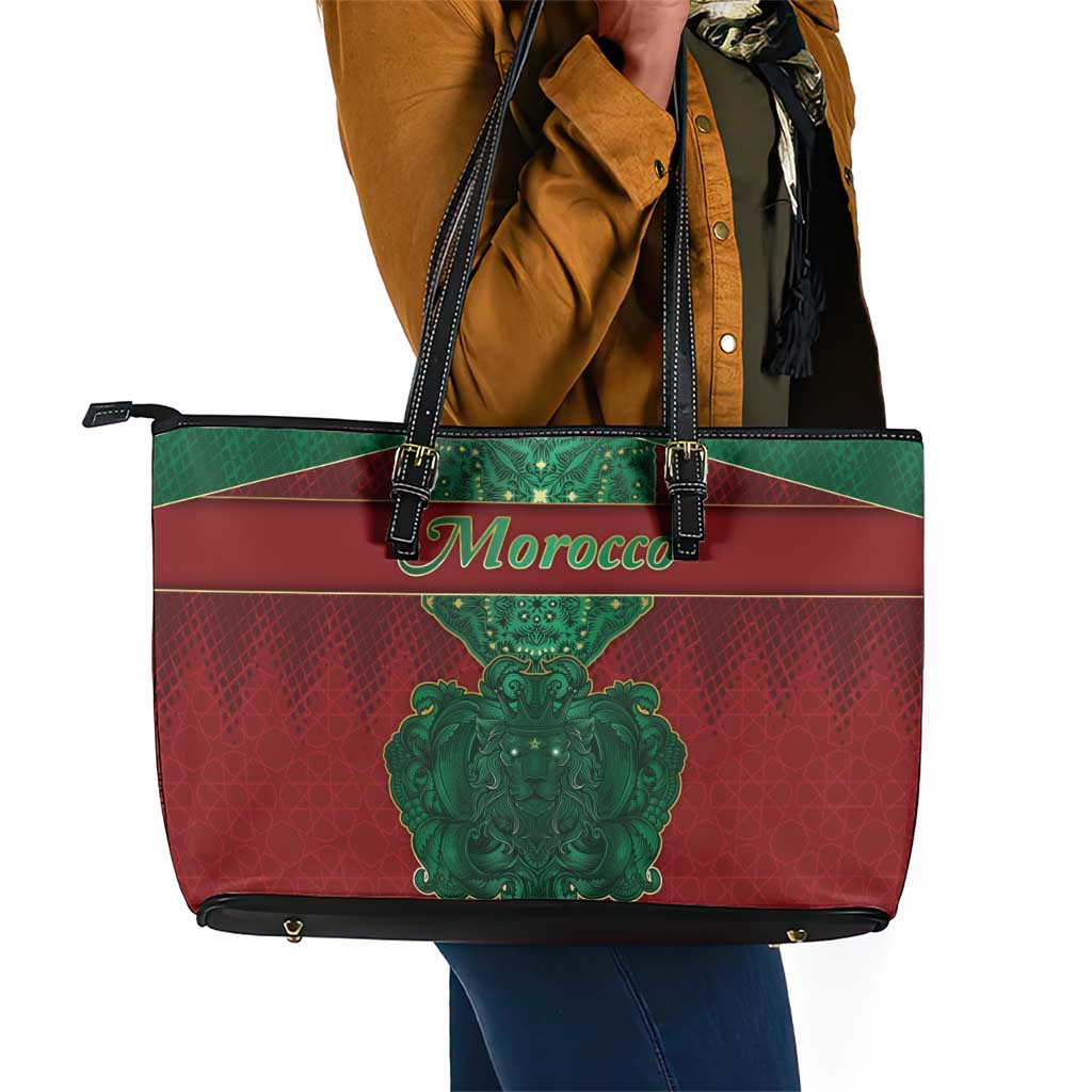 Morocco Leather Tote Bag Royal Lion Islam Patterns - African Pride