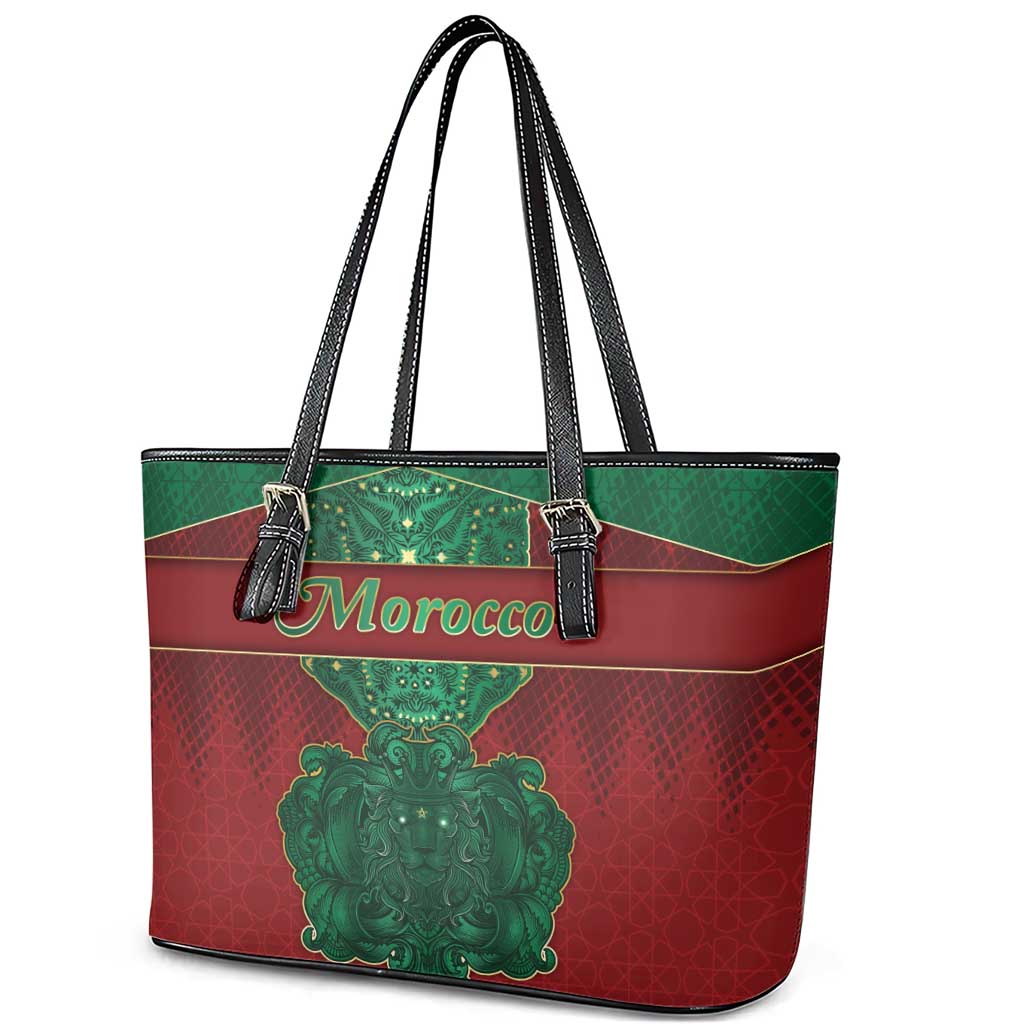 Morocco Leather Tote Bag Royal Lion Islam Patterns - African Pride