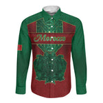 Personalized Morocco Long Sleeve Button Shirt Royal Lion Islam Patterns - African Pride