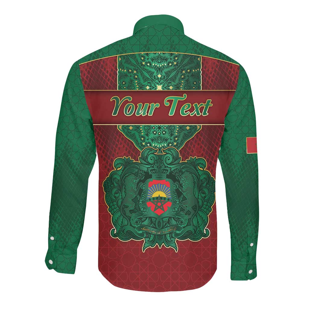 Personalized Morocco Long Sleeve Button Shirt Royal Lion Islam Patterns - African Pride
