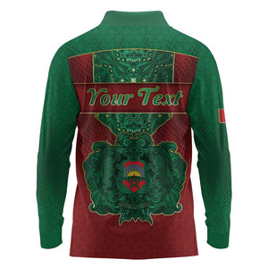 Personalized Morocco Long Sleeve Polo Shirt Royal Lion Islam Patterns - African Pride