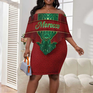 Personalized Morocco Off Shoulder Short Dress Royal Lion Islam Patterns - African Pride