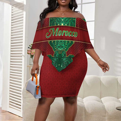 Personalized Morocco Off Shoulder Short Dress Royal Lion Islam Patterns - African Pride
