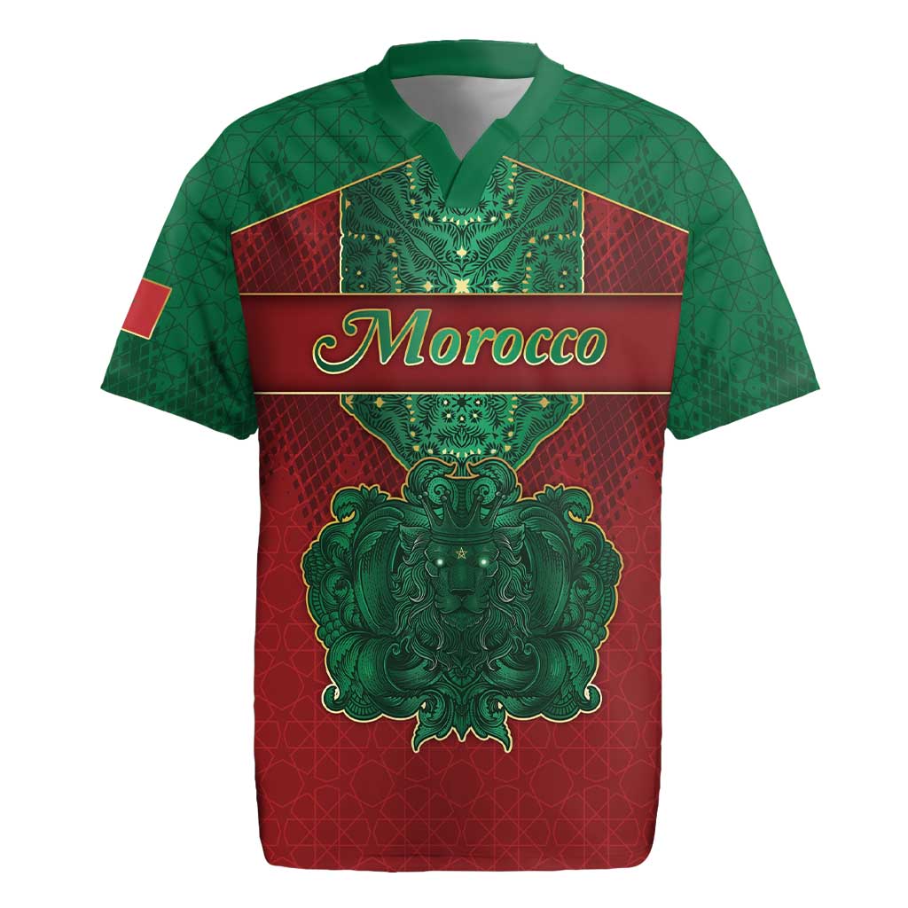 Personalized Morocco Rugby Jersey Royal Lion Islam Patterns - African Pride