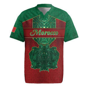 Personalized Morocco Rugby Jersey Royal Lion Islam Patterns - African Pride