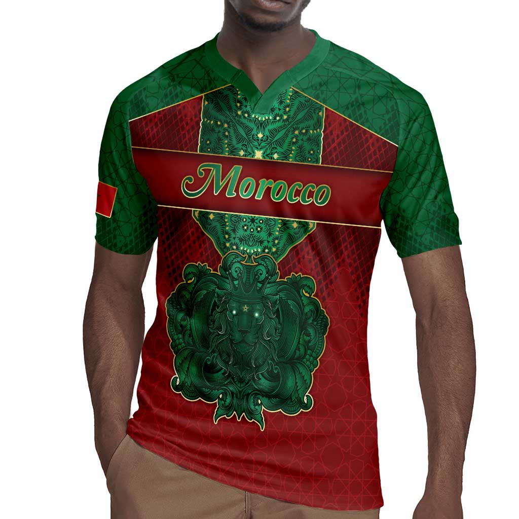 Personalized Morocco Rugby Jersey Royal Lion Islam Patterns - African Pride