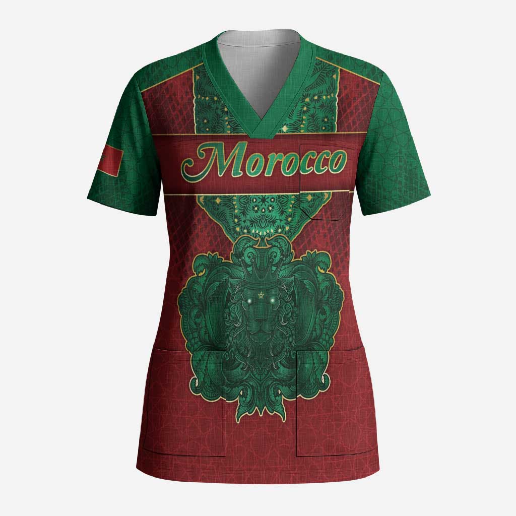 Personalized Morocco Scrub Top Royal Lion Islam Patterns - African Pride