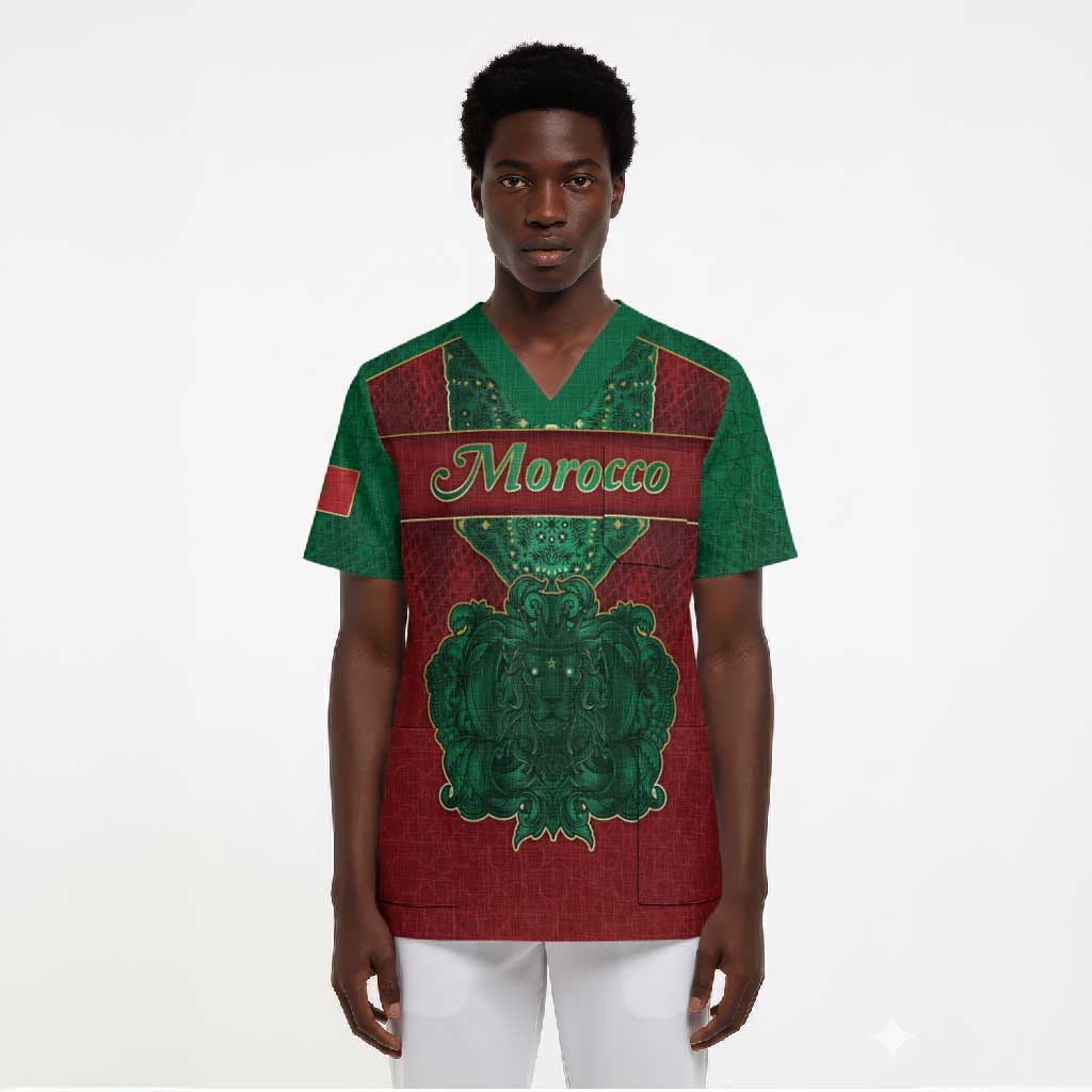 Personalized Morocco Scrub Top Royal Lion Islam Patterns - African Pride