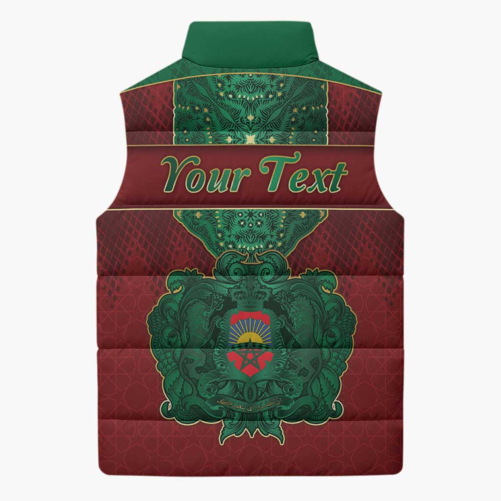 Personalized Morocco Sleeveless Puffer Jacket Royal Lion Islam Patterns - African Pride