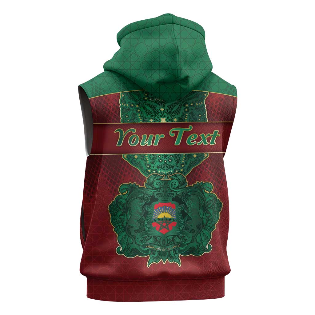 Personalized Morocco Sleeveless Zip Hoodie Royal Lion Islam Patterns - African Pride