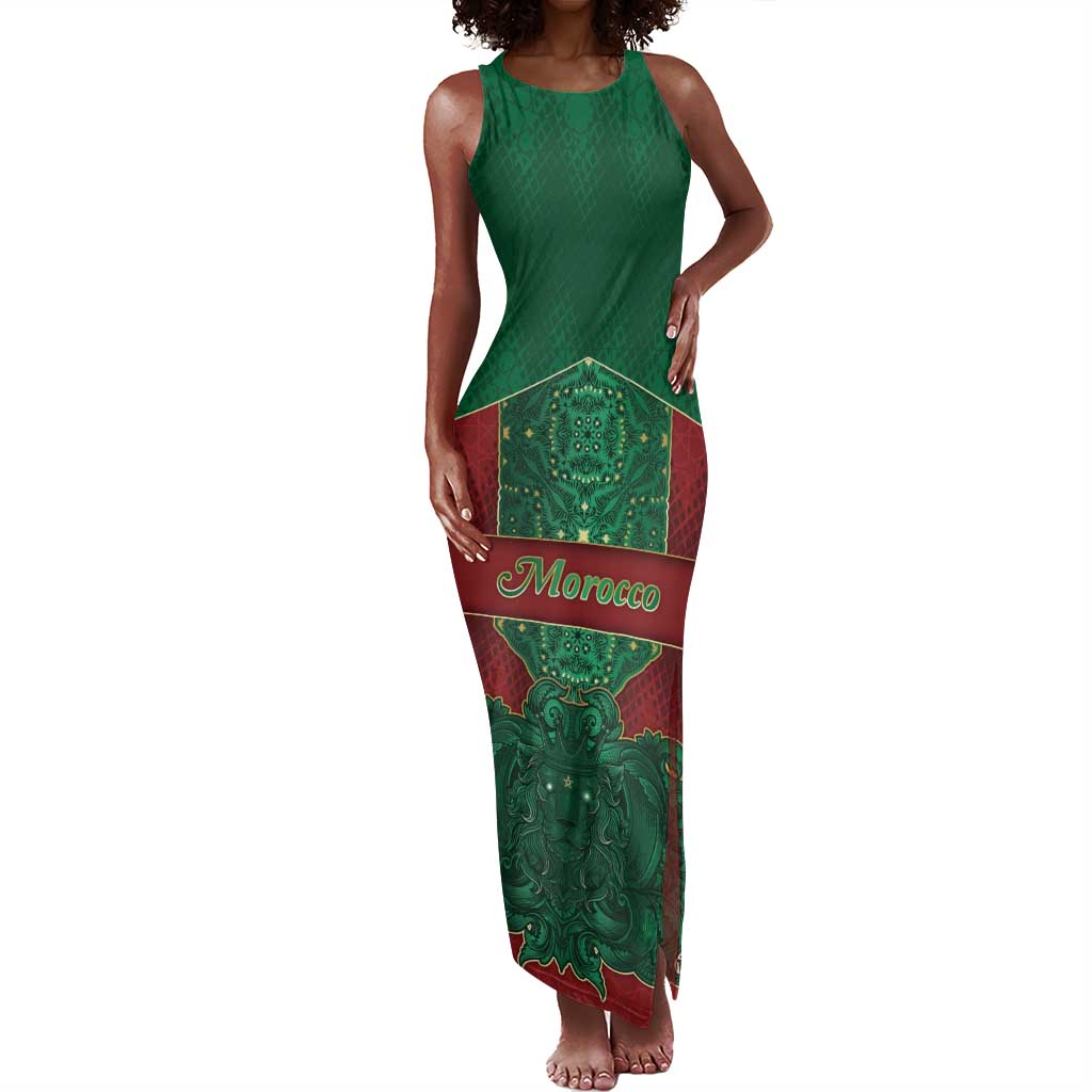 Personalized Morocco Tank Maxi Dress Royal Lion Islam Patterns - African Pride