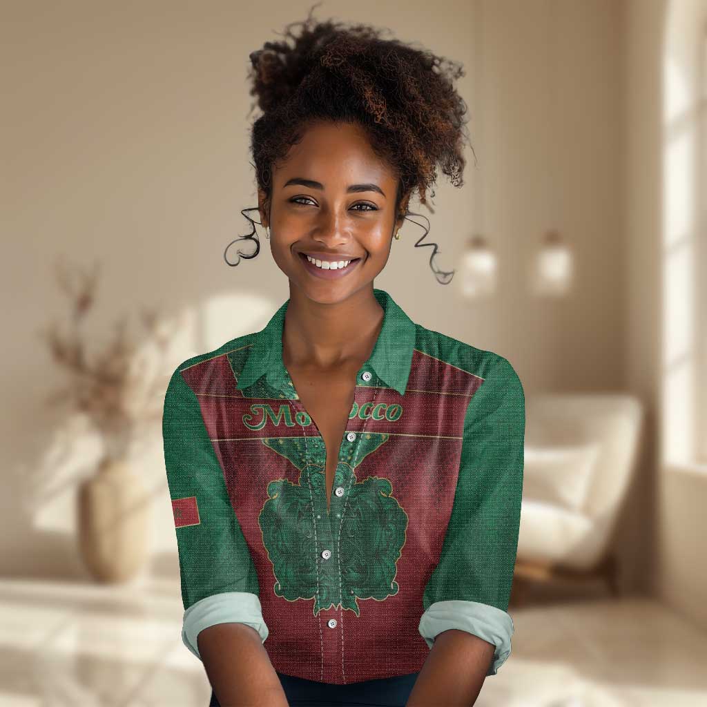 Personalized Morocco Women Casual Shirt Royal Lion Islam Patterns - African Pride