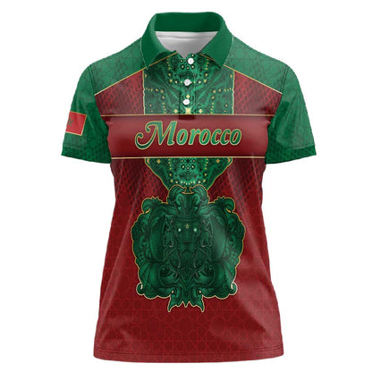 Personalized Morocco Women Polo Shirt Royal Lion Islam Patterns - African Pride