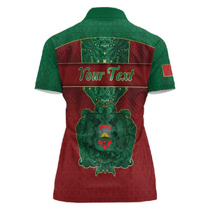 Personalized Morocco Women Polo Shirt Royal Lion Islam Patterns - African Pride