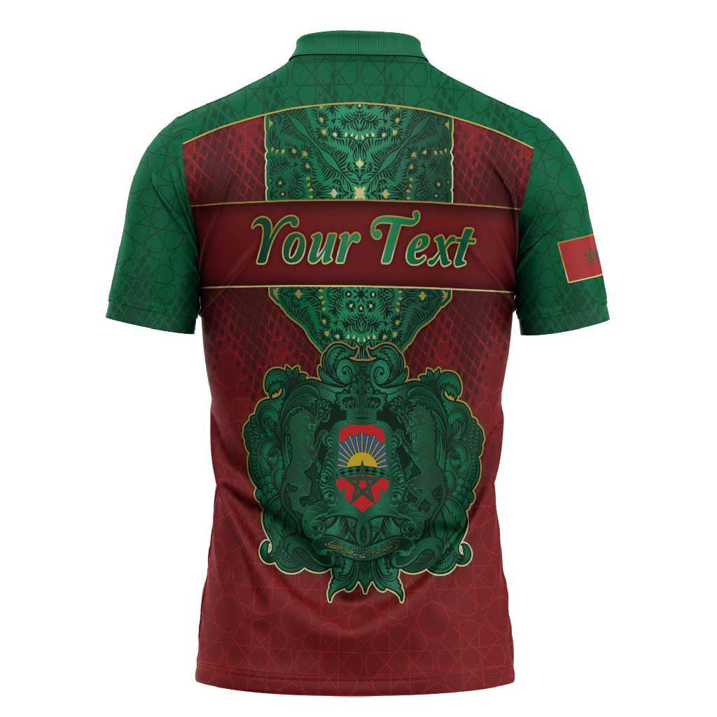 Personalized Morocco Zipper Polo Shirt Royal Lion Islam Patterns - African Pride