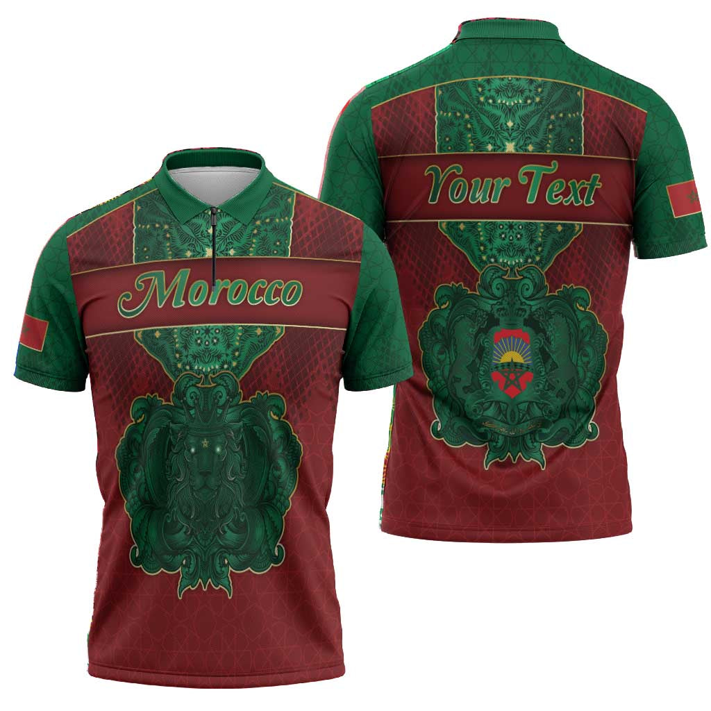 Personalized Morocco Zipper Polo Shirt Royal Lion Islam Patterns - African Pride