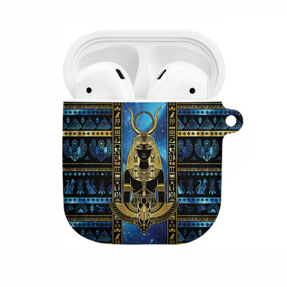 Egyptian Goddess Hathor AirPods Case Galaxy Ancient Mythology Sun Disk Cow Horn