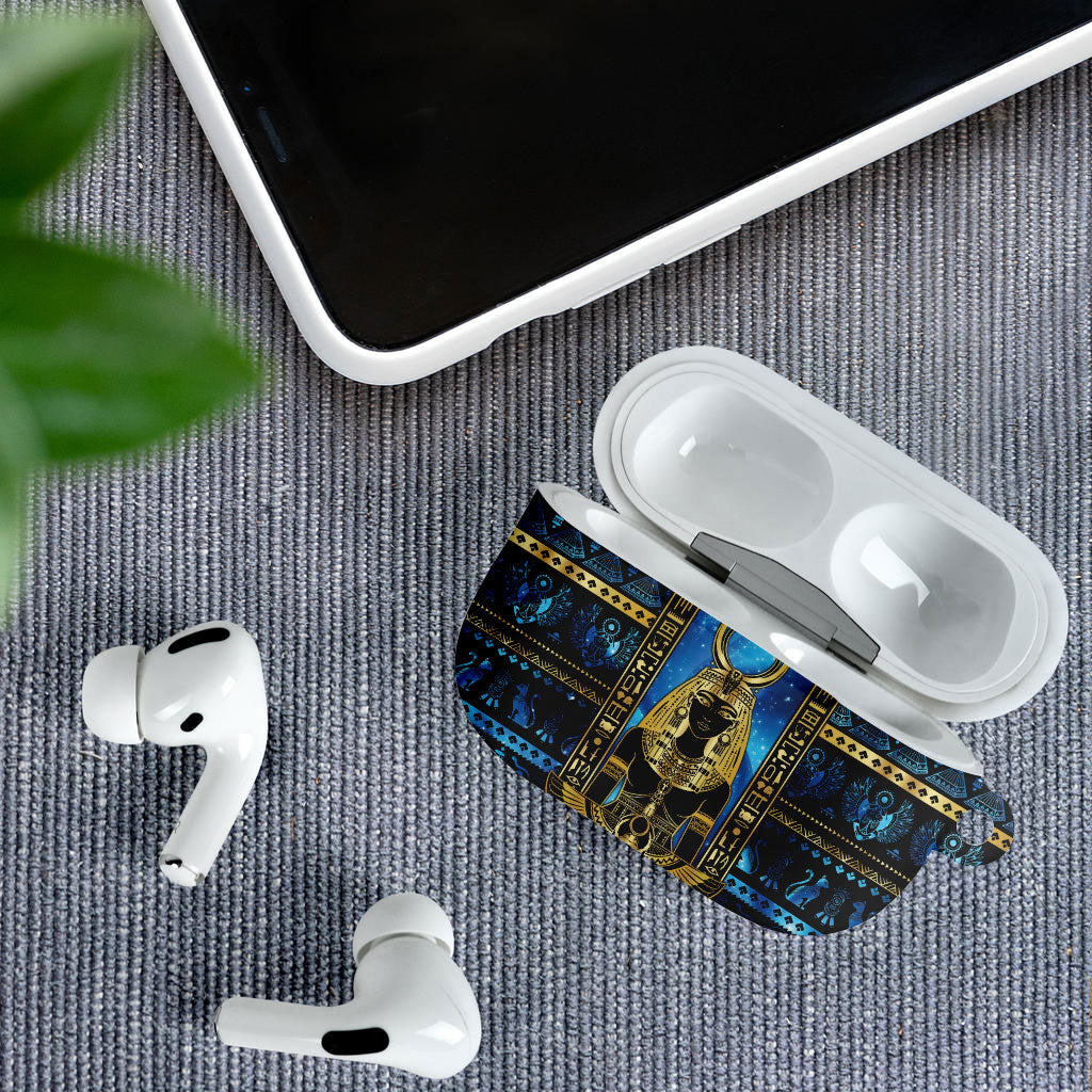 Egyptian Goddess Hathor AirPods Case Galaxy Ancient Mythology Sun Disk Cow Horn
