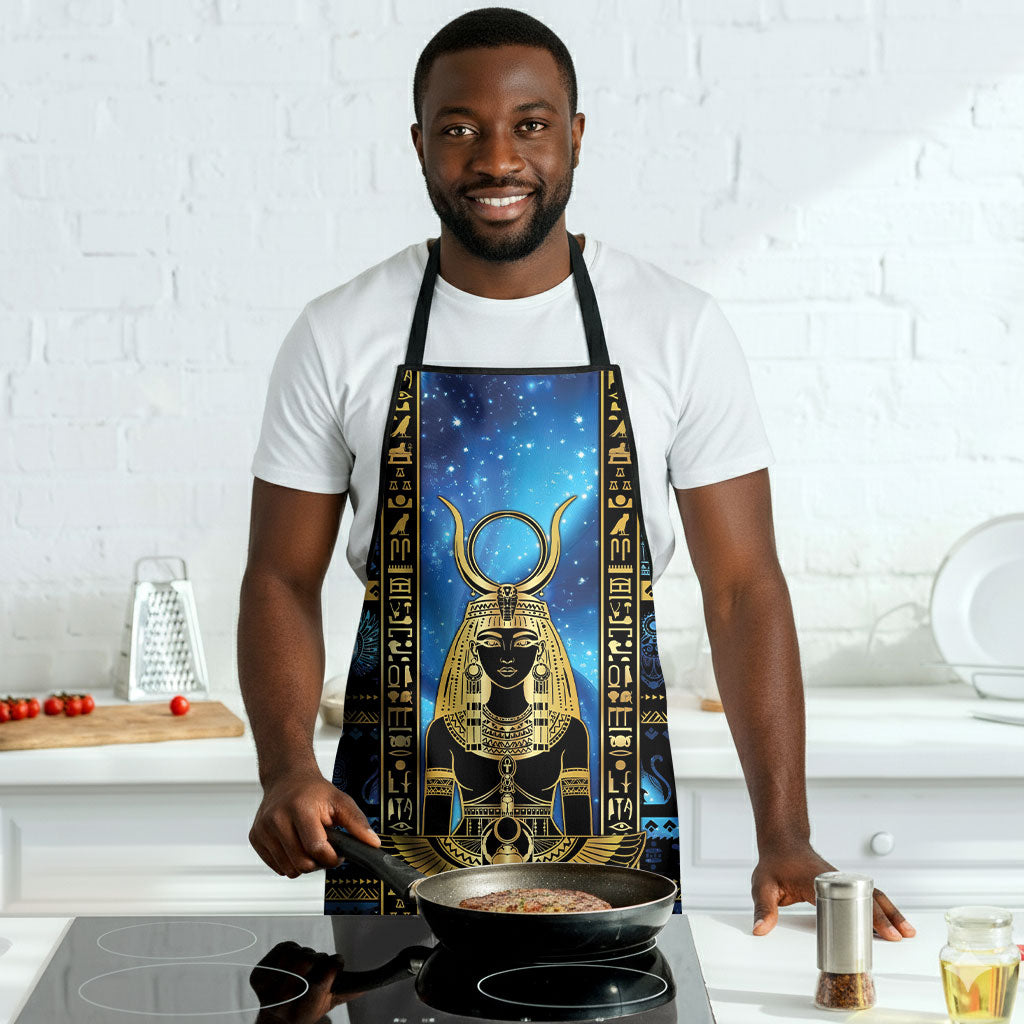 Egyptian Goddess Hathor Apron Galaxy Ancient Mythology Sun Disk Cow Horn