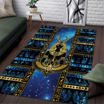 Egyptian Goddess Hathor Area Rug Galaxy Ancient Mythology Sun Disk Cow Horn