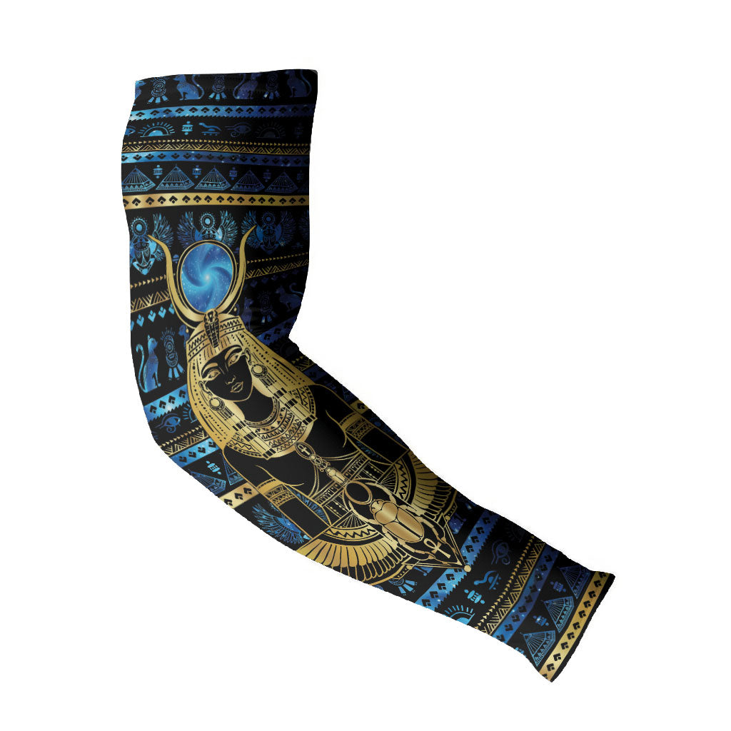 Egyptian Goddess Hathor Arm Sleeves Galaxy Ancient Mythology Sun Disk Cow Horn