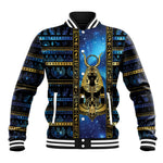 Egyptian Goddess Hathor Baseball Jacket Galaxy Ancient Mythology Sun Disk Cow Horn
