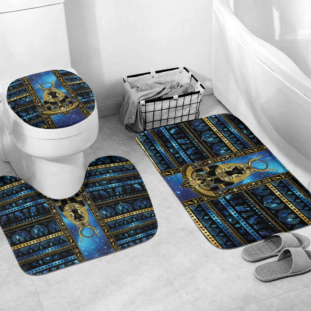 Egyptian Goddess Hathor Bathroom Set Galaxy Ancient Mythology Sun Disk Cow Horn