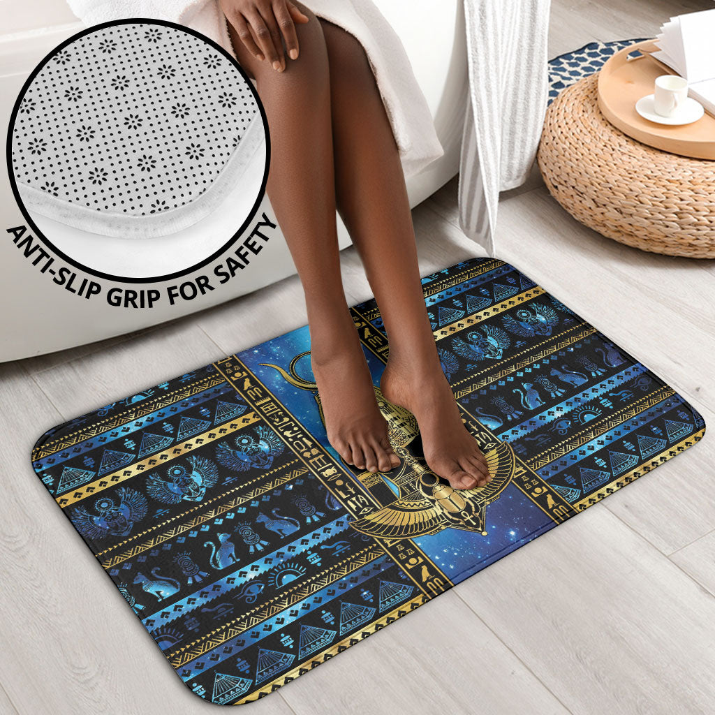 Egyptian Goddess Hathor Bathroom Set Galaxy Ancient Mythology Sun Disk Cow Horn