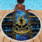 Egyptian Goddess Hathor Beach Blanket Galaxy Ancient Mythology Sun Disk Cow Horn