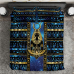 Egyptian Goddess Hathor Bedding Set Galaxy Ancient Mythology Sun Disk Cow Horn