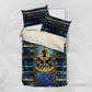 Egyptian Goddess Hathor Bedding Set Galaxy Ancient Mythology Sun Disk Cow Horn