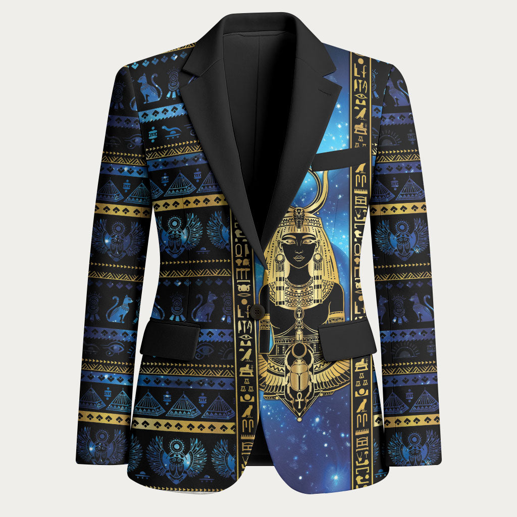 Egyptian Goddess Hathor Blazer Galaxy Ancient Mythology Sun Disk Cow Horn