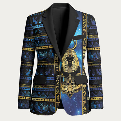 Egyptian Goddess Hathor Blazer Galaxy Ancient Mythology Sun Disk Cow Horn