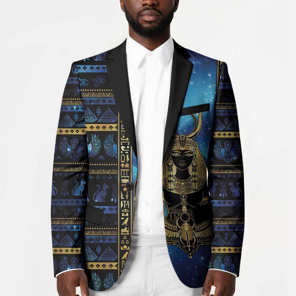 Egyptian Goddess Hathor Blazer Galaxy Ancient Mythology Sun Disk Cow Horn