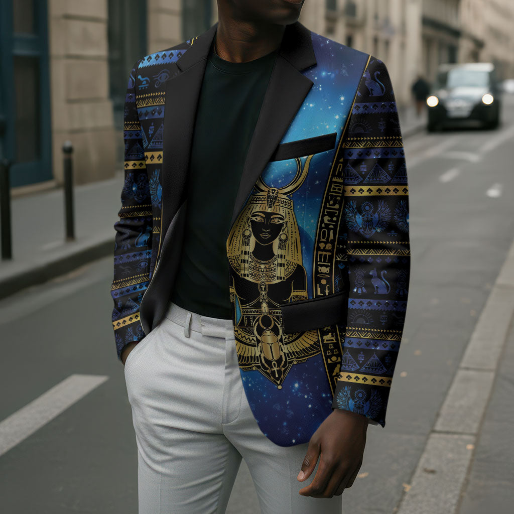 Egyptian Goddess Hathor Blazer Galaxy Ancient Mythology Sun Disk Cow Horn
